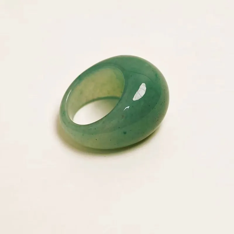Zhen Yu Zhen Pin Aventurine Jade Rings Unisex-1