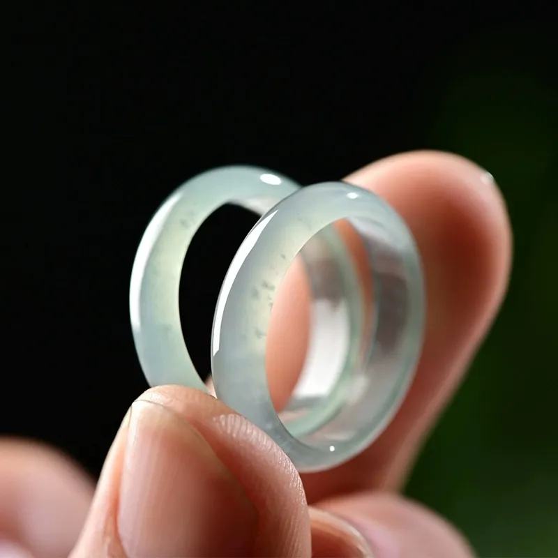 Zhen Yu Zhen Pin Ice Glutinous Jadeite Rings Unisex-1