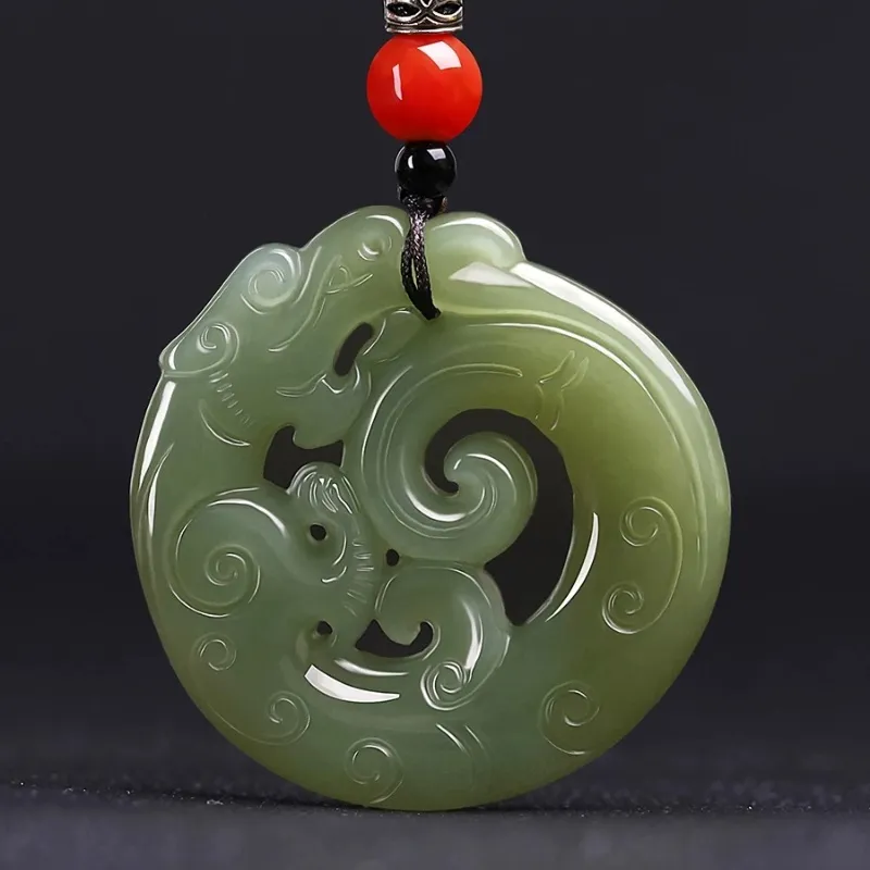 Zhen Yu Zhen Pin Hetian Jade Necklaces Green Jade Unisex-3