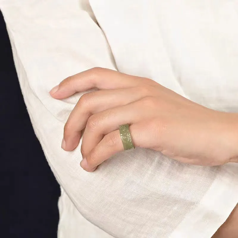 Zhen Yu Zhen Pin Hetian Jade Rings White Jade/Pale Greenish White Jade Unisex-5