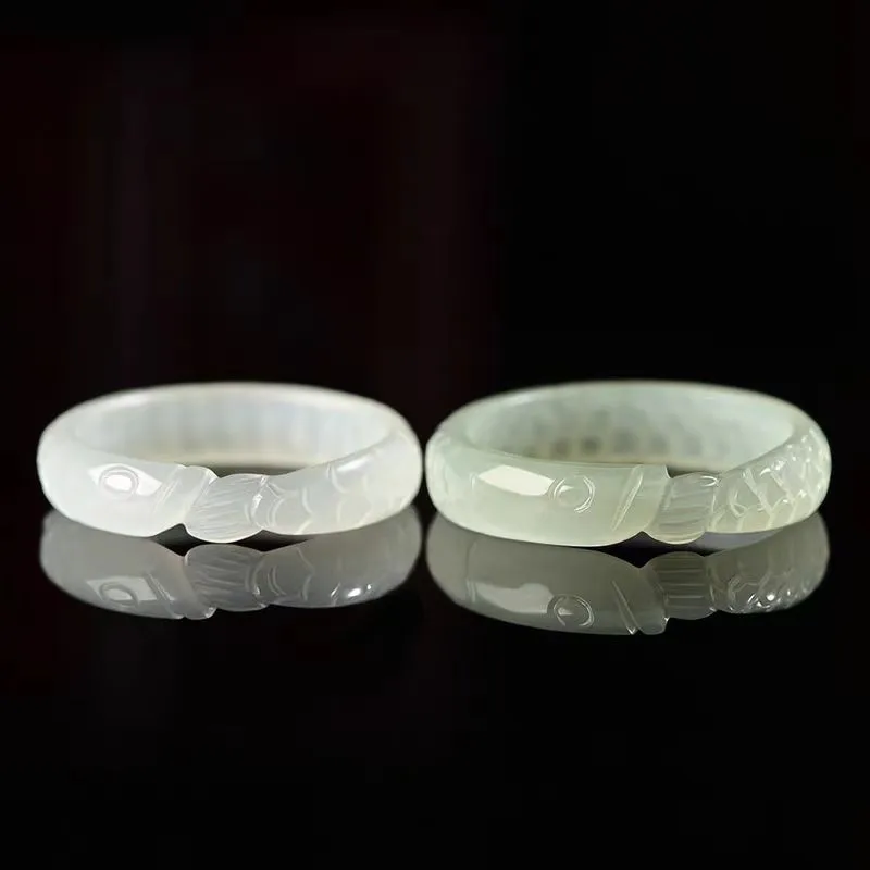 Zhen Yu Zhen Pin Hetian Jade Rings White Jade/Pale Greenish White Jade Unisex-2