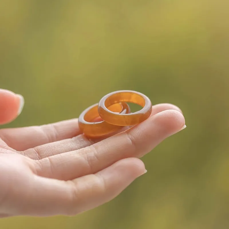 Zhen Yu Zhen Pin Hetian Jade Rings Sugar Jade Unisex-2