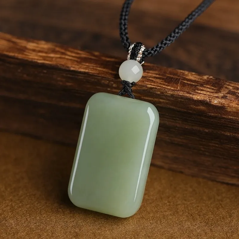 Zhen Yu Zhen Pin Hetian Jade Necklaces Pale Greenish White Jade Unisex-2