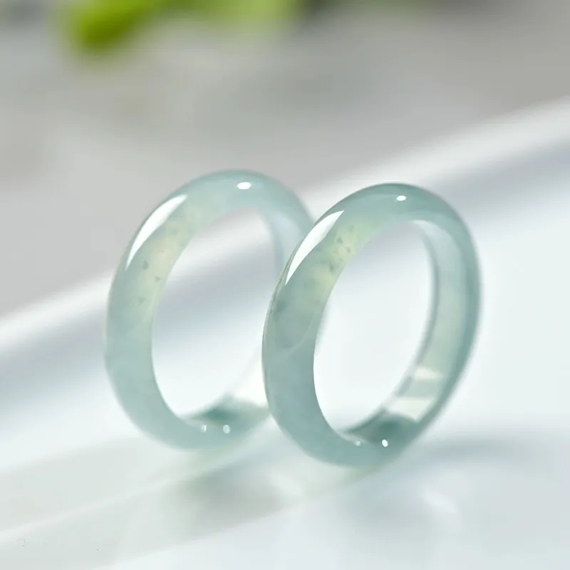 Zhen Yu Zhen Pin Ice Glutinous Jadeite Rings Unisex-2