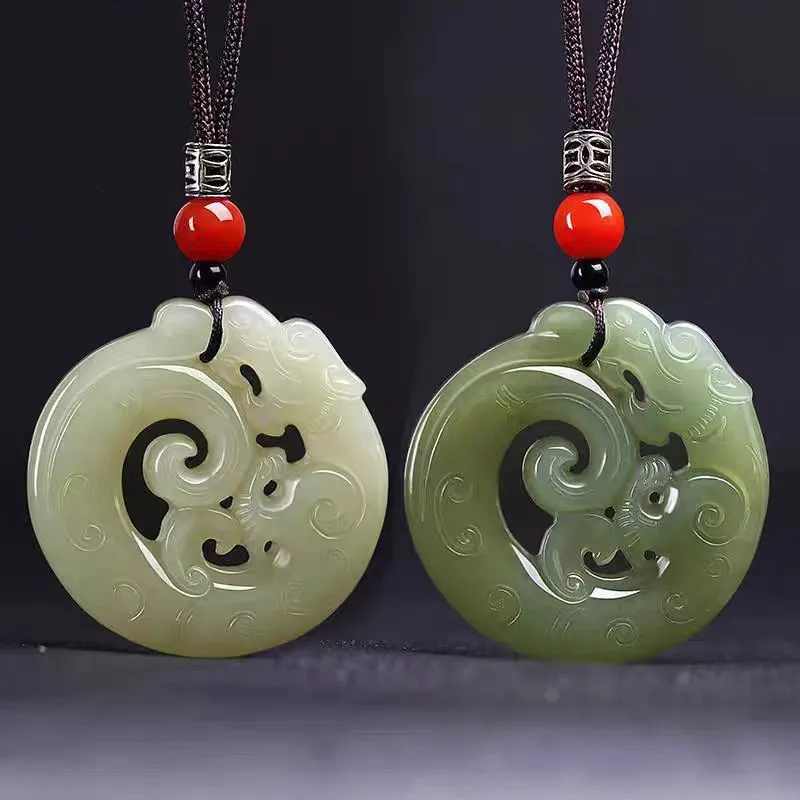 Zhen Yu Zhen Pin Hetian Jade Necklaces Green Jade Unisex-8