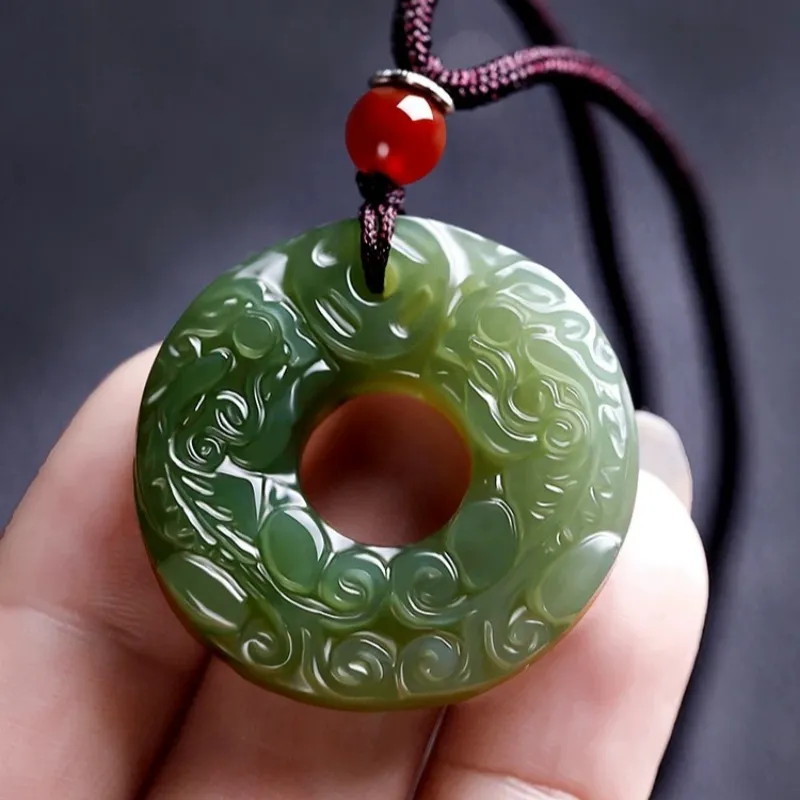 Zhen Yu Zhen Pin Hetian Jade Necklaces Green Jade Unisex-6