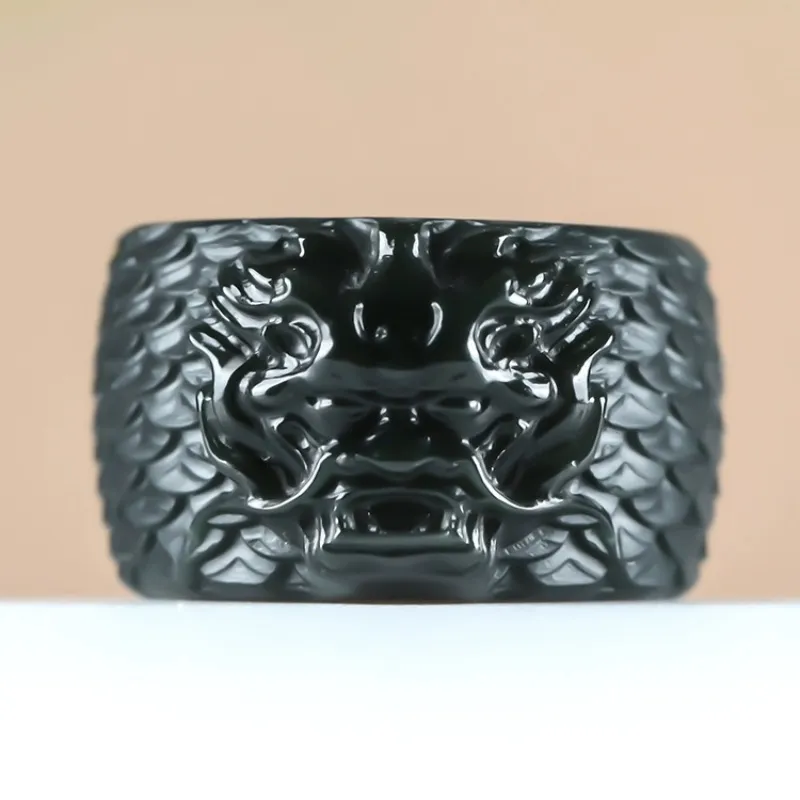 Zhen Yu Zhen Pin Hetian Jade Rings Men's Green Jade-1
