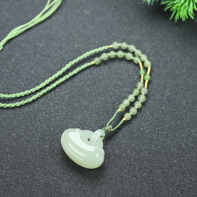 Zhen Yu Zhen Pin Pendants Pale Greenish White Jade Unisex-4