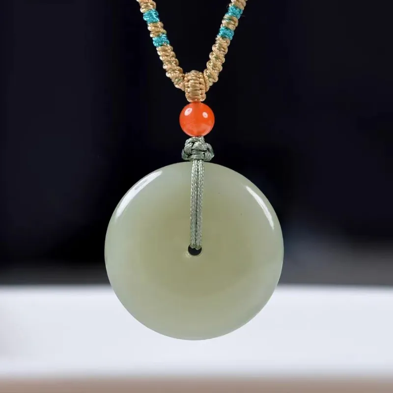 Zhen Yu Zhen Pin Hetian Jade Necklaces Pale Greenish White Jade Unisex-2