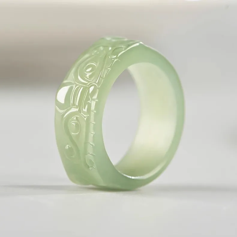 Zhen Yu Zhen Pin Hetian Jade Rings White Jade/Pale Greenish White Jade Unisex-1