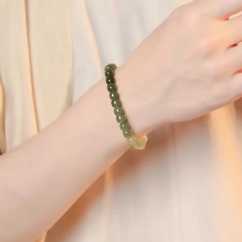 Zhen Yu Zhen Pin Hetian Jade Bracelets Pale Greenish White Jade Unisex-3