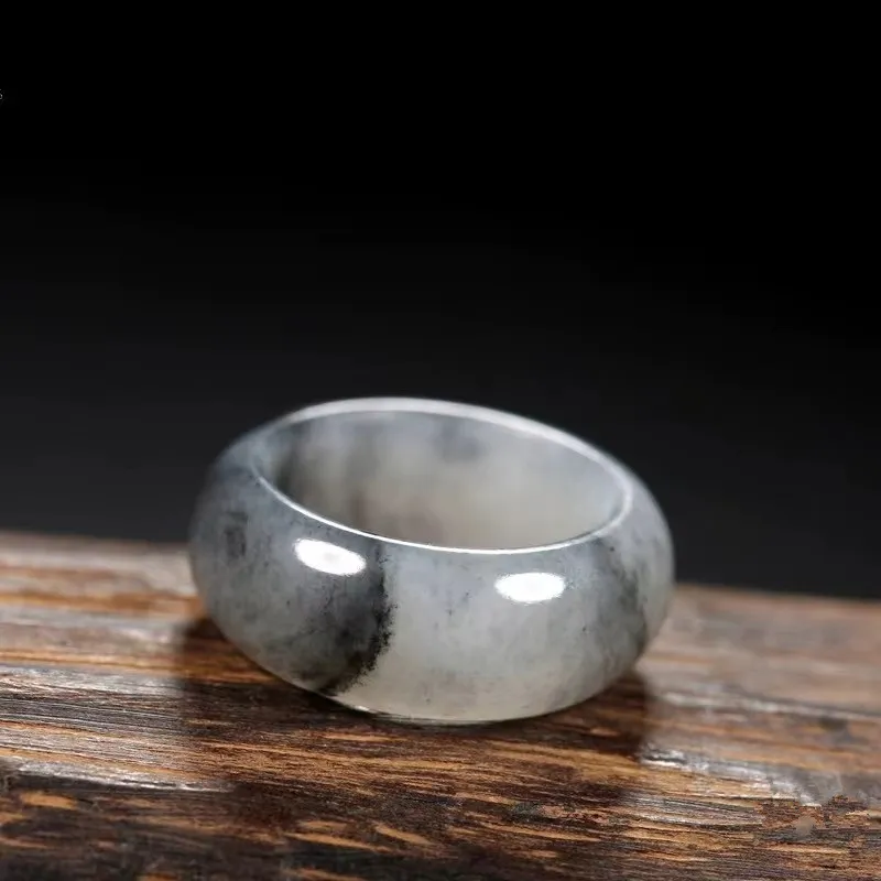 Zhen Yu Zhen Pin Hetian Jade Rings Blue And White Unisex-1
