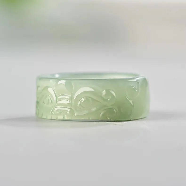 Zhen Yu Zhen Pin Hetian Jade Rings White Jade/Pale Greenish White Jade Unisex-4