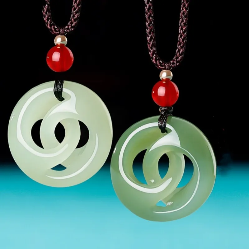 Zhen Yu Zhen Pin Hetian Jade Necklaces Green Jade Unisex-6