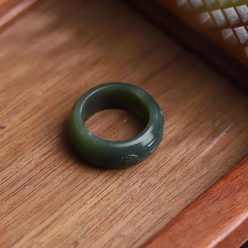 Zhen Yu Zhen Pin Hetian Jade Rings Green Jade Unisex-3