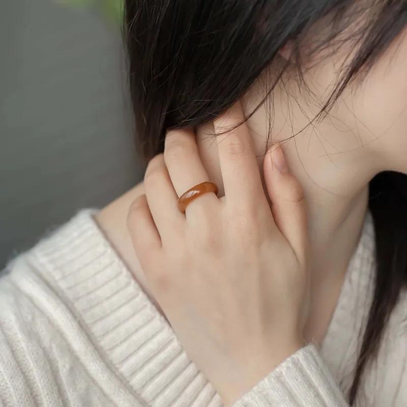 Zhen Yu Zhen Pin Hetian Jade Rings Sugar Jade Unisex-4