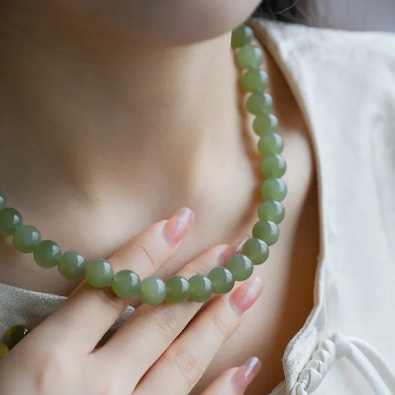 Zhen Yu Zhen Pin Hetian Jade Necklaces Green Jade Unisex-7