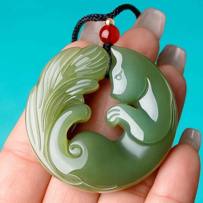 Zhen Yu Zhen Pin Hetian Jade Necklaces Green Jade Unisex-4