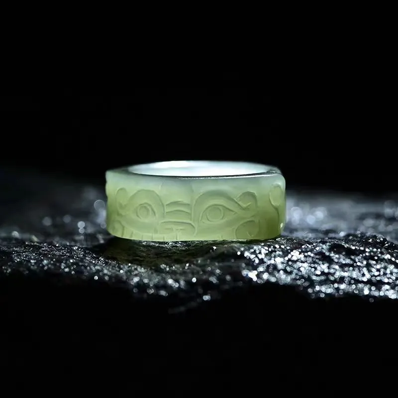 Zhen Yu Zhen Pin Hetian Jade Rings White Jade/Pale Greenish White Jade Unisex-2