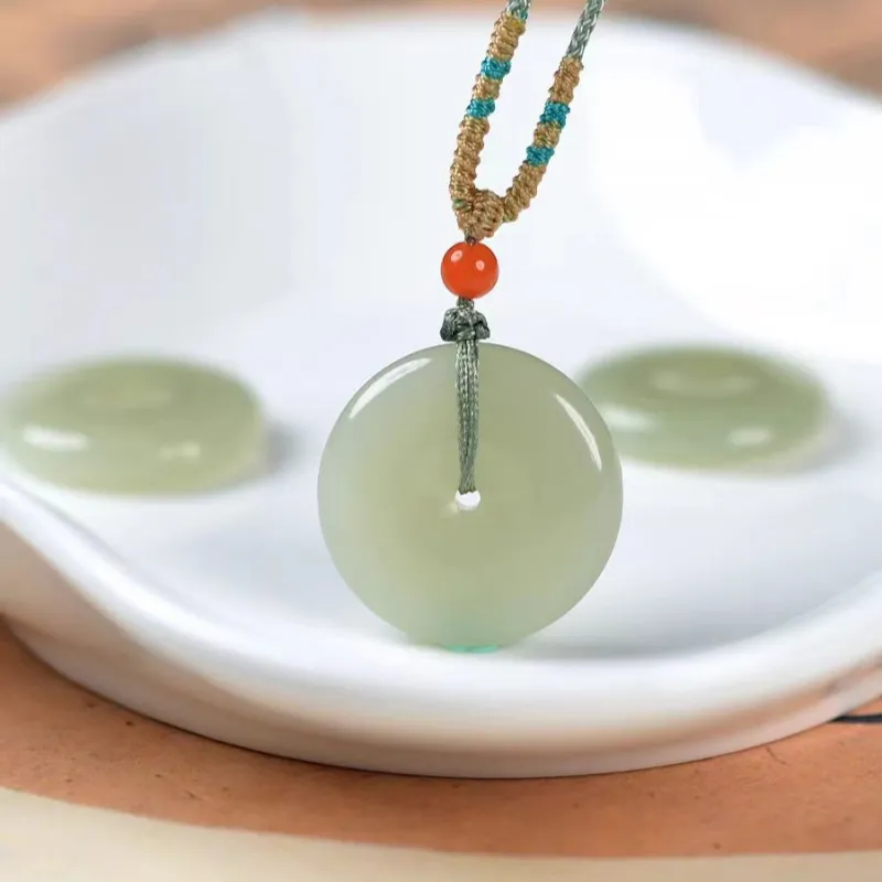 Zhen Yu Zhen Pin Hetian Jade Necklaces Pale Greenish White Jade Unisex-1