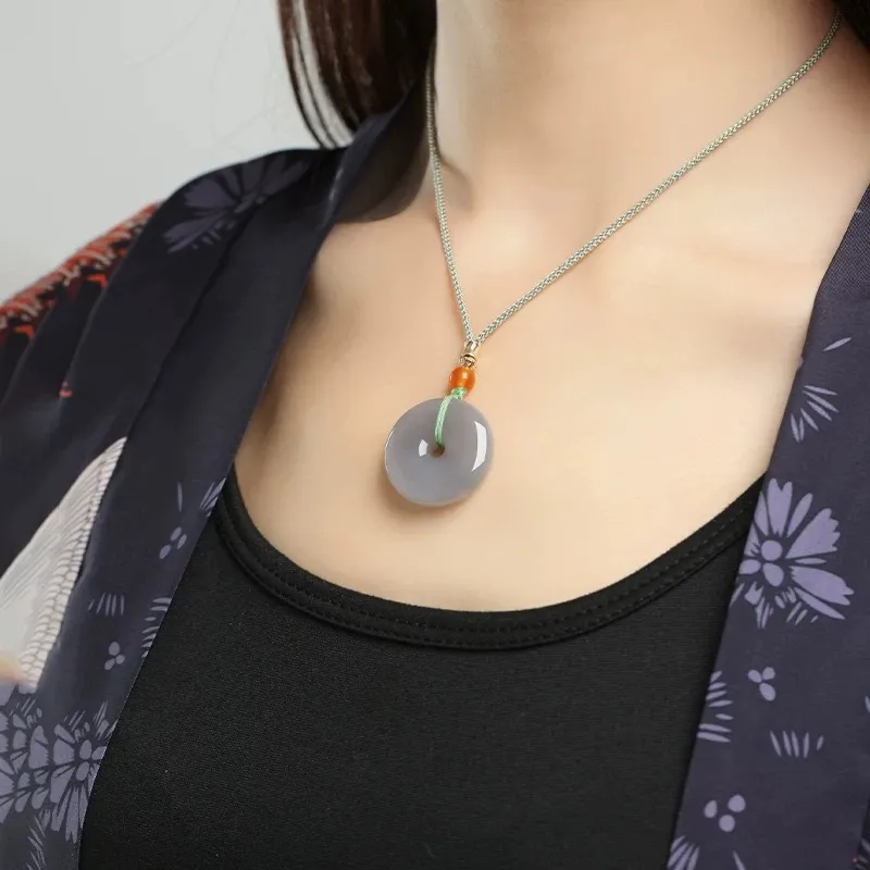 Zhen Yu Zhen Pin Hetian Jade Necklaces Smoky Purple Unisex-5