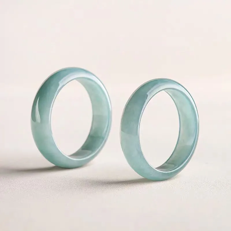 Zhen Yu Zhen Pin Ice Glutinous Jadeite Rings Unisex-1