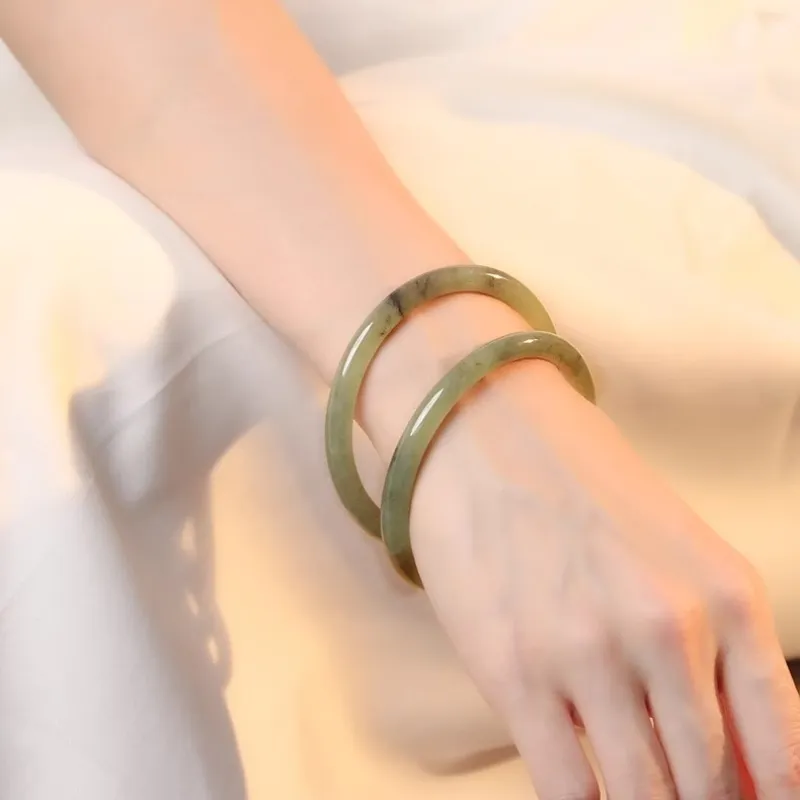 Zhen Yu Zhen Pin Bangles Green Jade Unisex-5