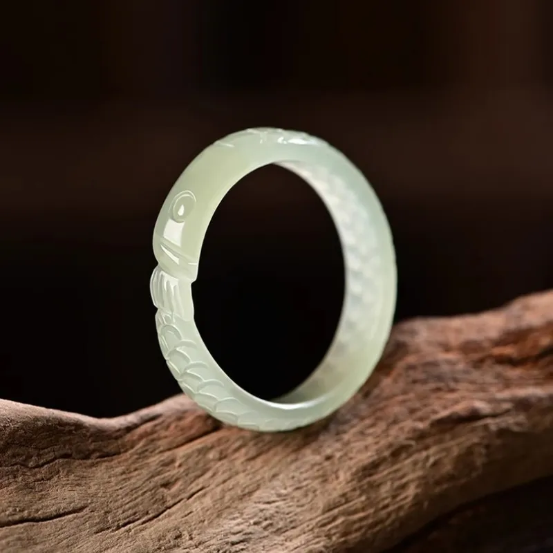 Zhen Yu Zhen Pin Hetian Jade Rings White Jade/Pale Greenish White Jade Unisex-1