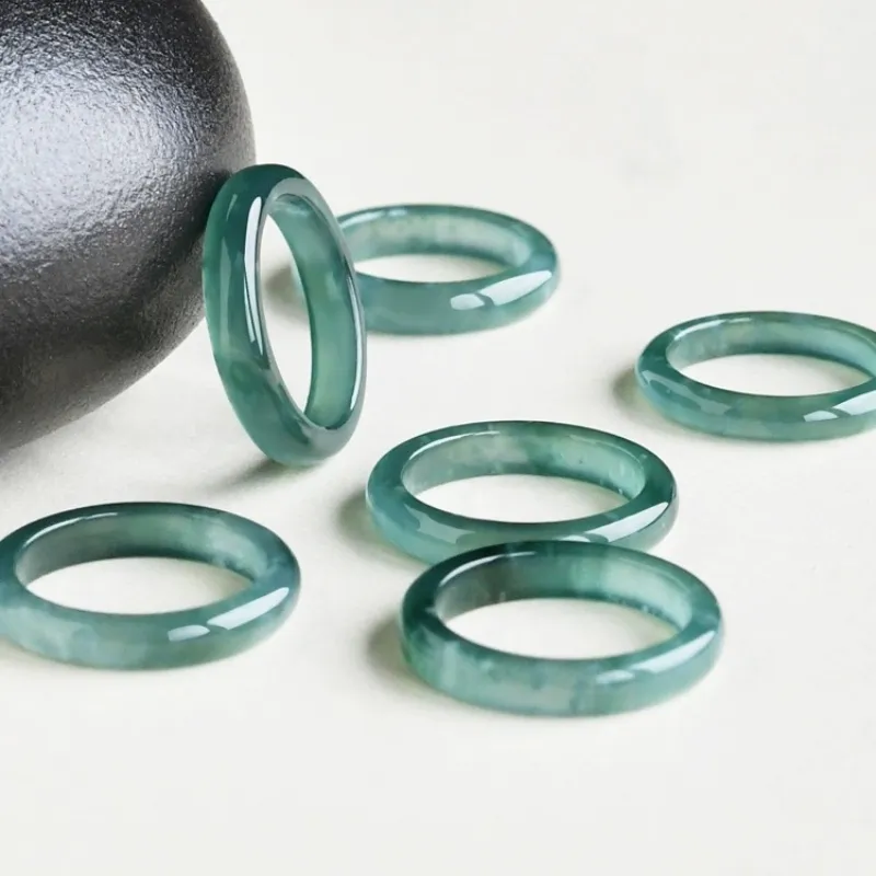 Zhen Yu Zhen Pin Ice Glutinous Jadeite Rings Unisex-3