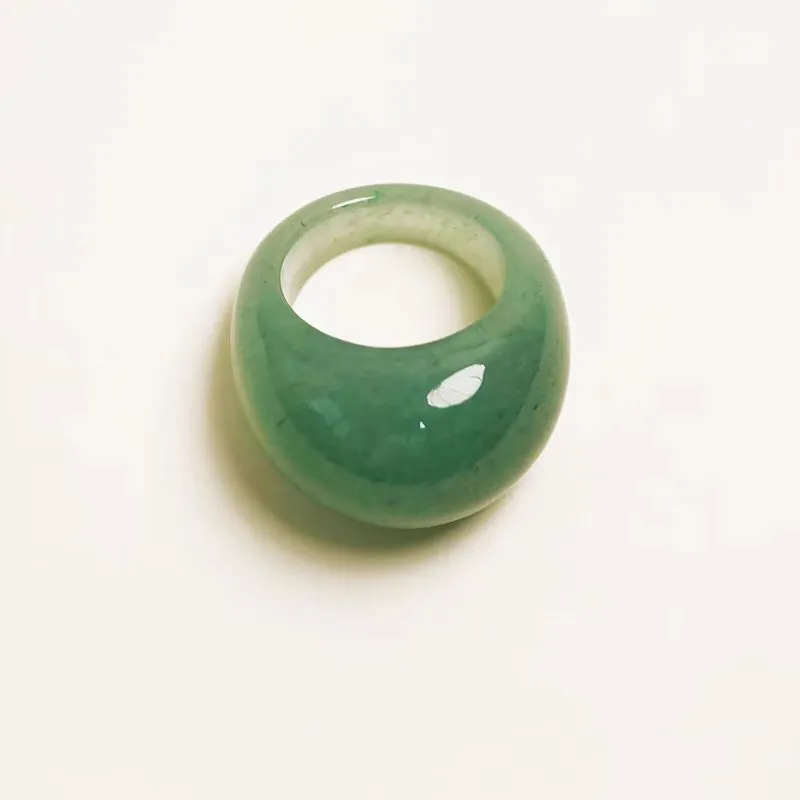 Zhen Yu Zhen Pin Aventurine Jade Rings Unisex-4