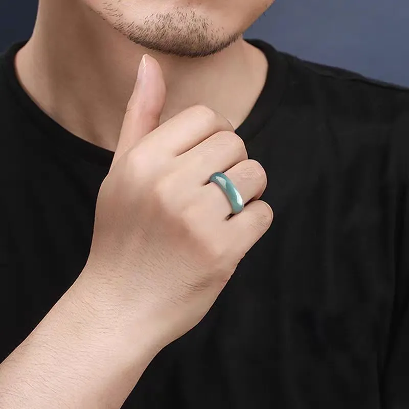 Zhen Yu Zhen Pin Ice Glutinous Jadeite Rings Unisex-2
