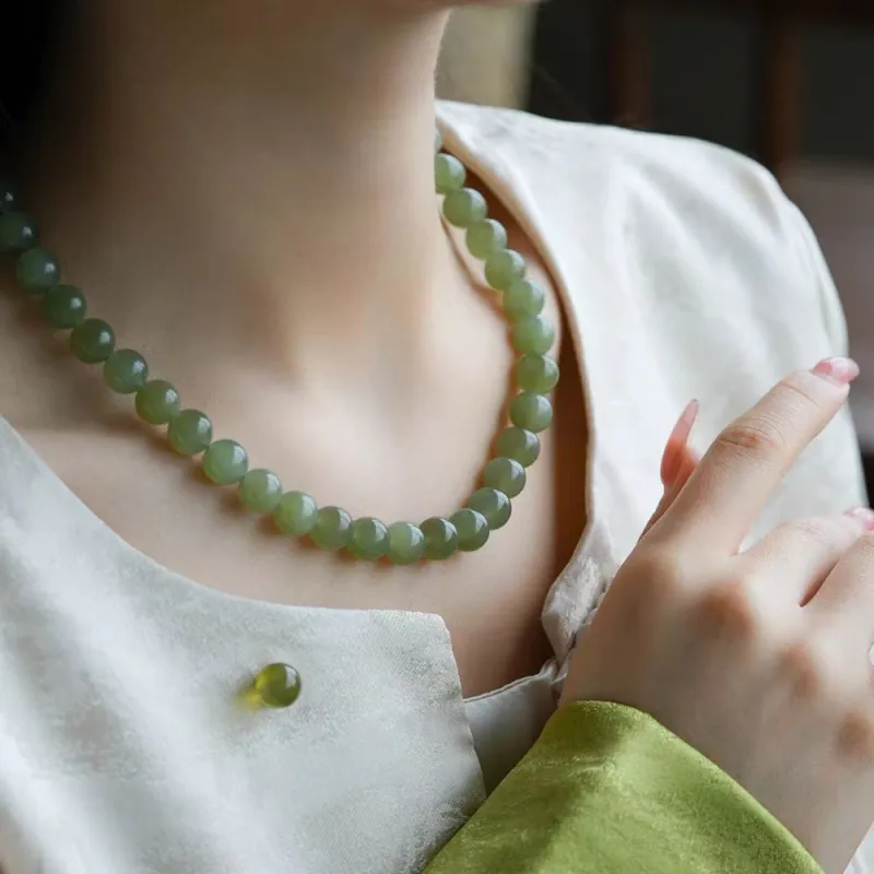 Zhen Yu Zhen Pin Hetian Jade Necklaces Green Jade Unisex-6