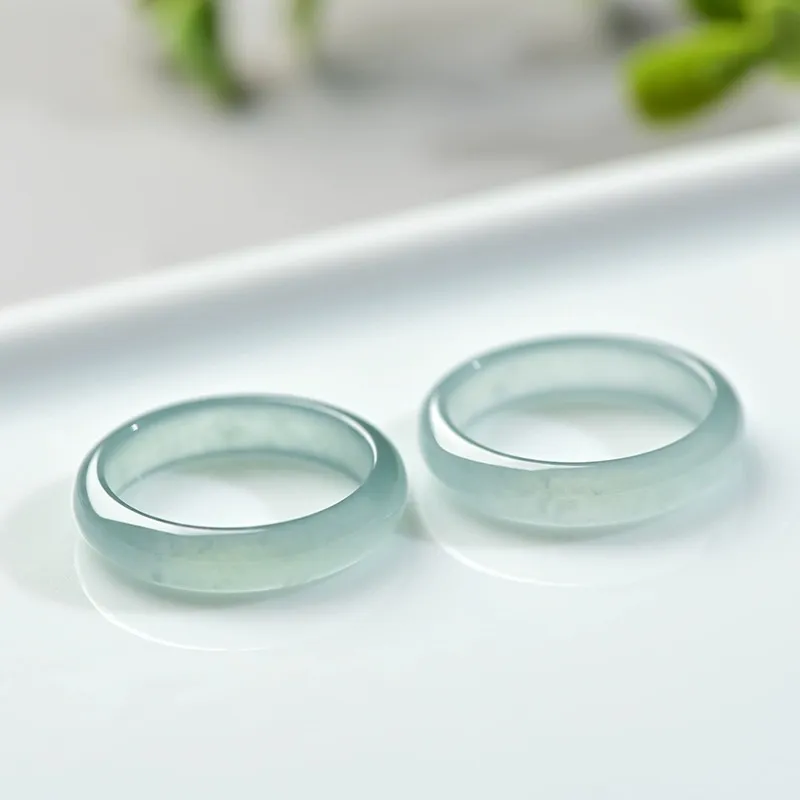 Zhen Yu Zhen Pin Ice Glutinous Jadeite Rings Unisex-3