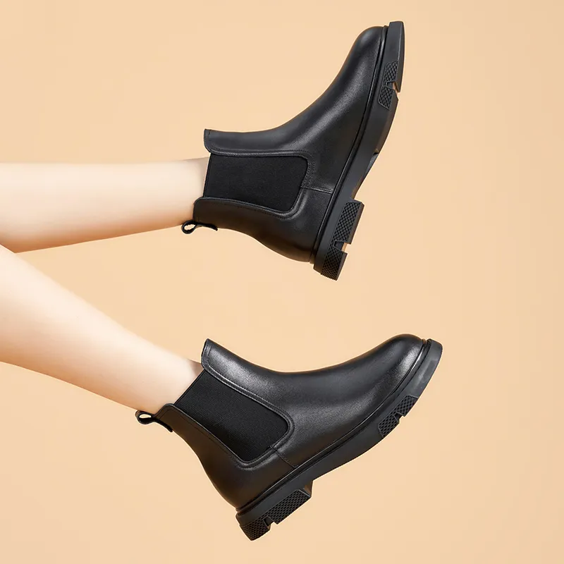 AOKANG 12cm Casual Chelsea Boots Women's Black-6