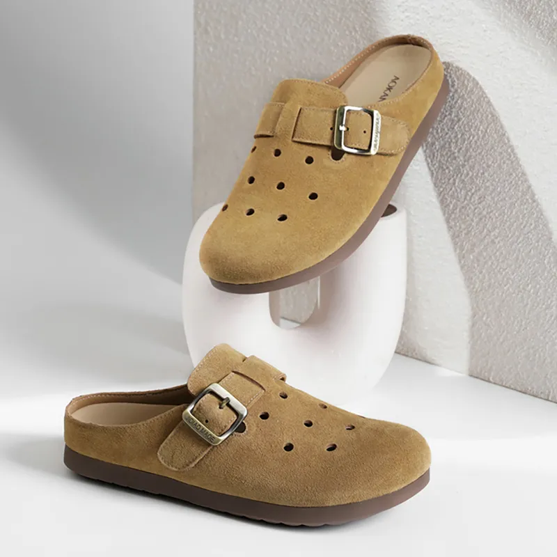AOKANG Rubber Sole Slip Resistant Closed Toe Slippers Women's-13
