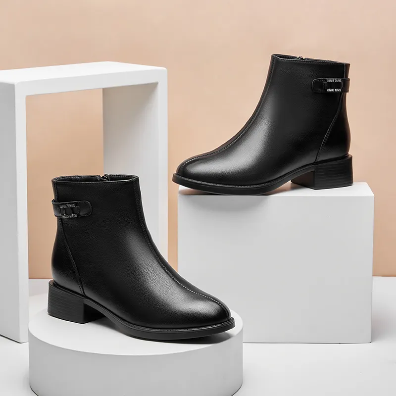 AOKANG Casual Ankle Boots Women's Black-3
