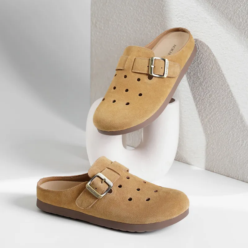 AOKANG Rubber Sole Slip Resistant Closed Toe Slippers Women's-5