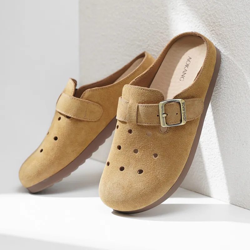 AOKANG Rubber Sole Slip Resistant Closed Toe Slippers Women's-6