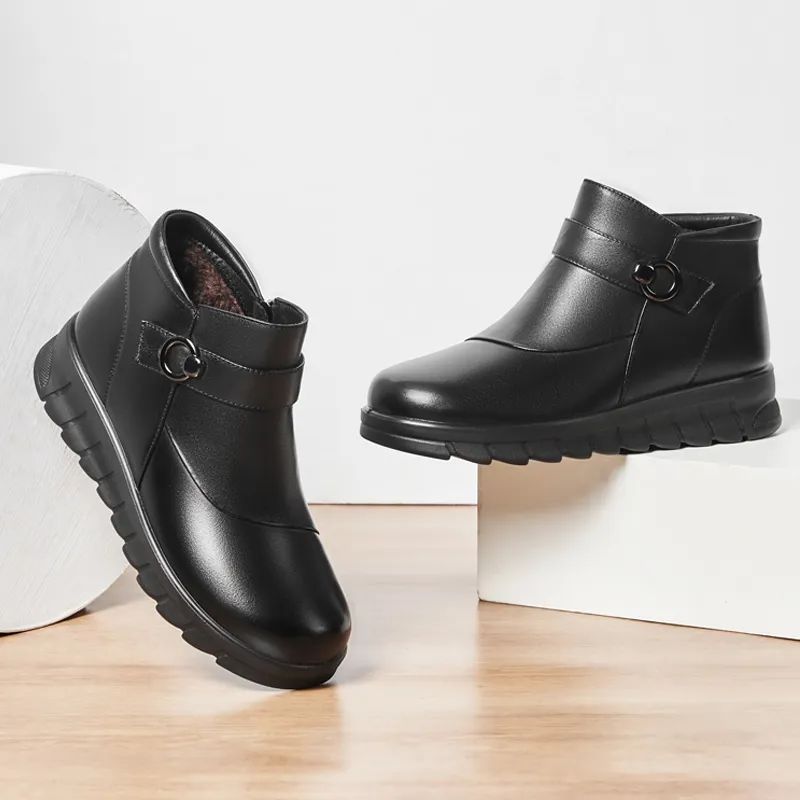 AOKANG Casual High Top Ankle Boots Women's Black-2