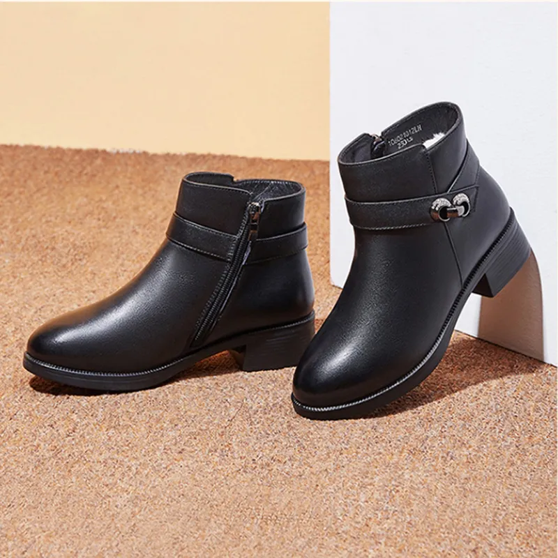 AOKANG Casual High Top Ankle Boots Women's Black-2