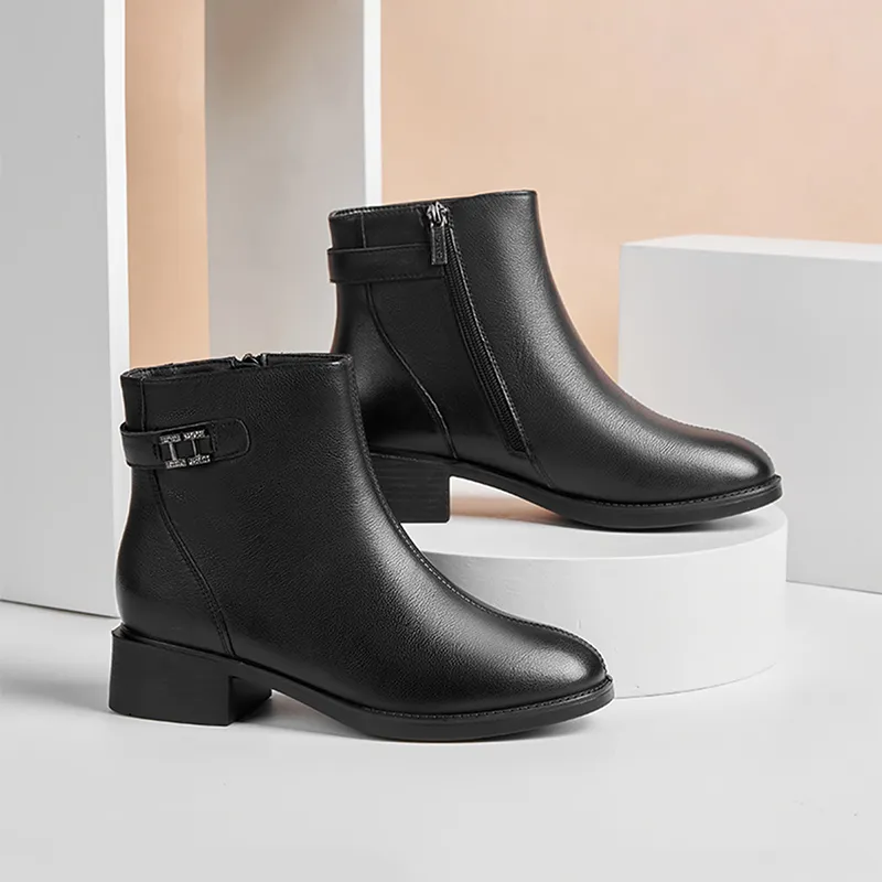 AOKANG Casual Ankle Boots Women's Black-2