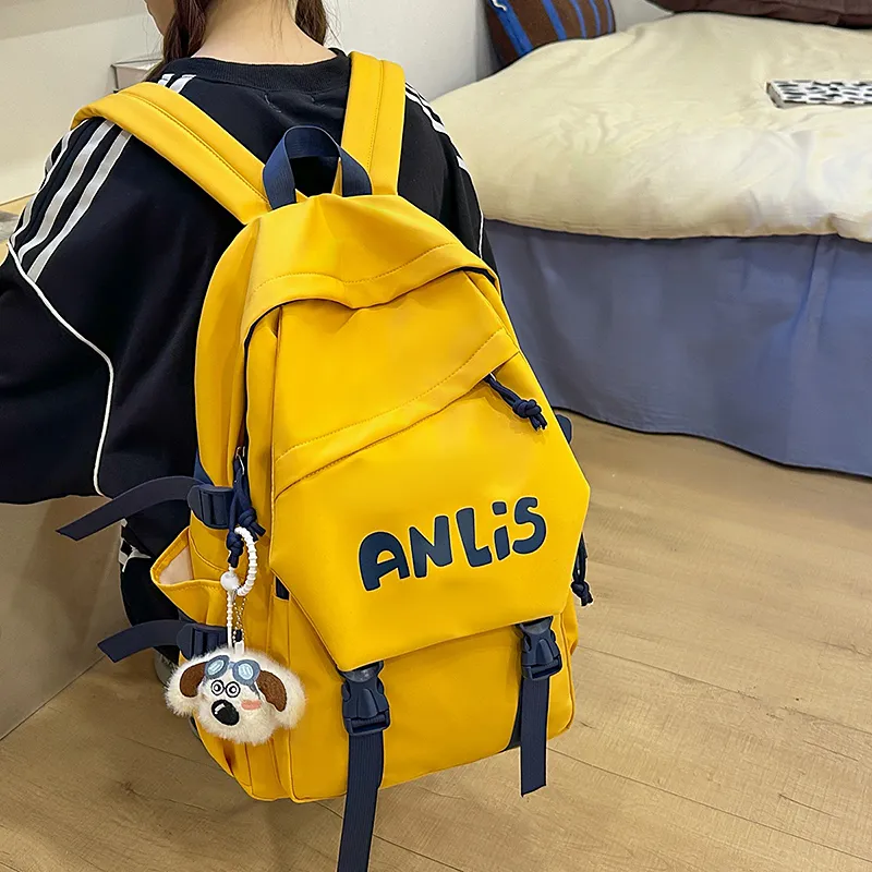 WICKBUEN Nylon Backpack Unisex Ecru/Yellow/Blue/Black-8
