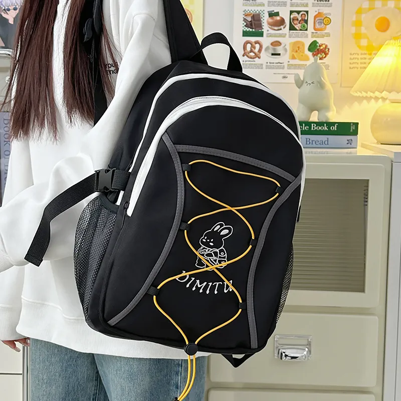 WICKBUEN Polyester Backpack Unisex Blue/Green/Black-16