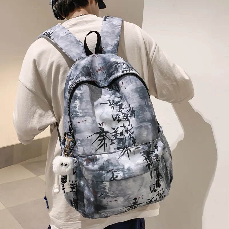 WICKBUEN Nylon Backpack Regular Unisex White/Black/Gray/Khaki/Blue-12