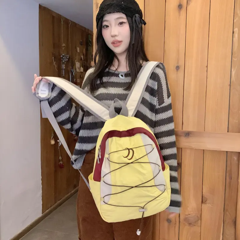 WICKBUEN Fabric Backpack Regular Unisex Yellow/Pink-4