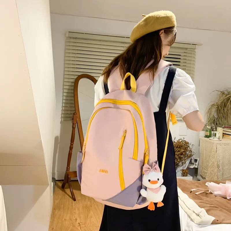 WICKBUEN Nylon Backpack Unisex Ecru/Black/Pink/Blue-8