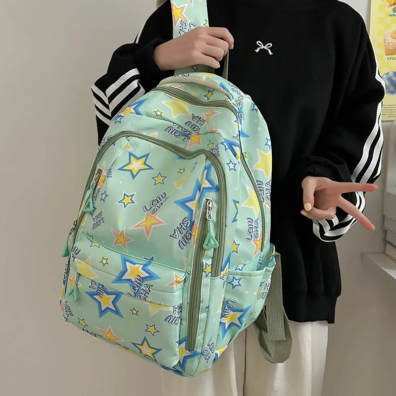 WICKBUEN Polyester Backpack Regular Women's White/Black/Purple/Green-14