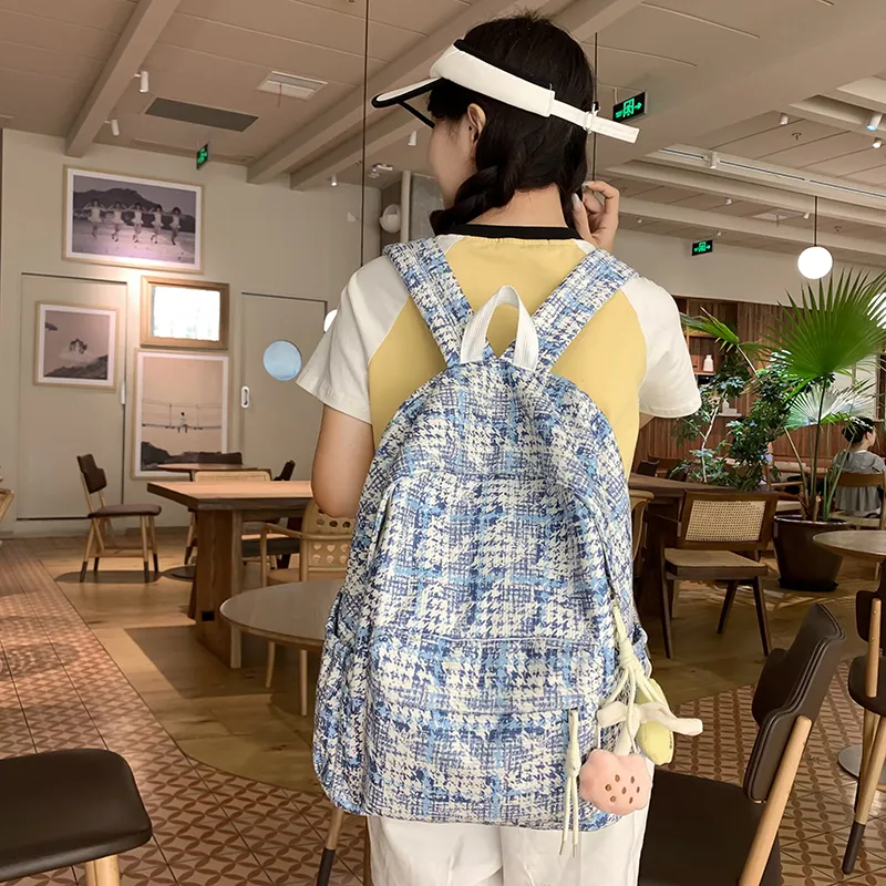 WICKBUEN Nylon Backpack Unisex Black/Blue/Brown-16