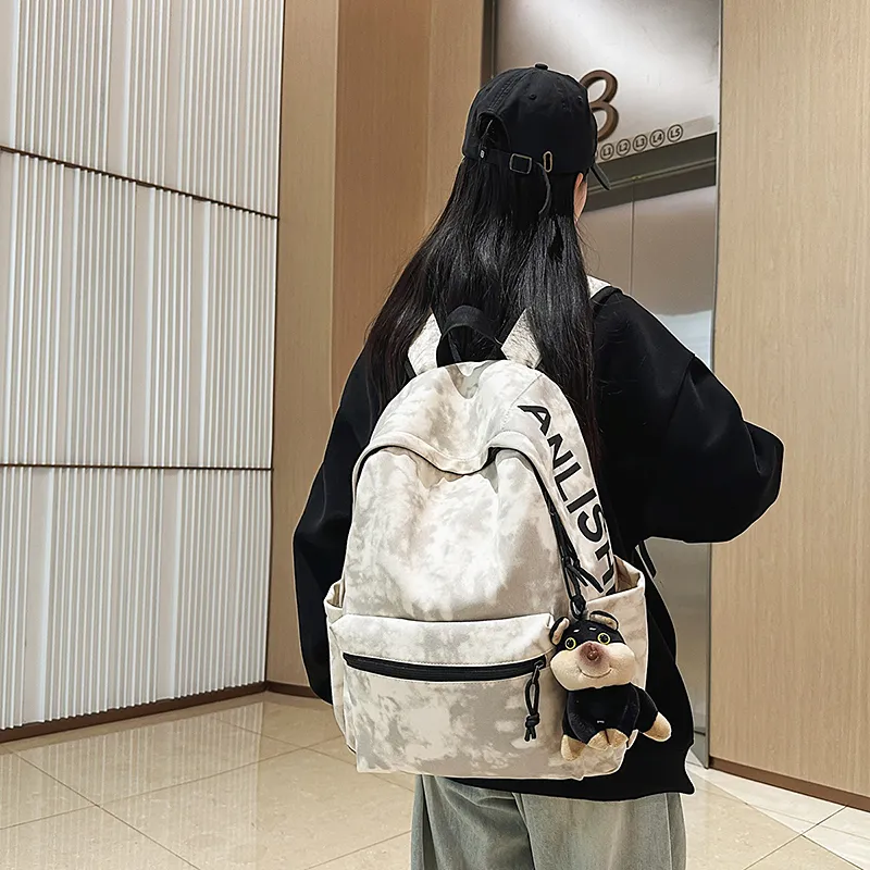 WICKBUEN Nylon Backpack Unisex White/Black/Red/Green-2