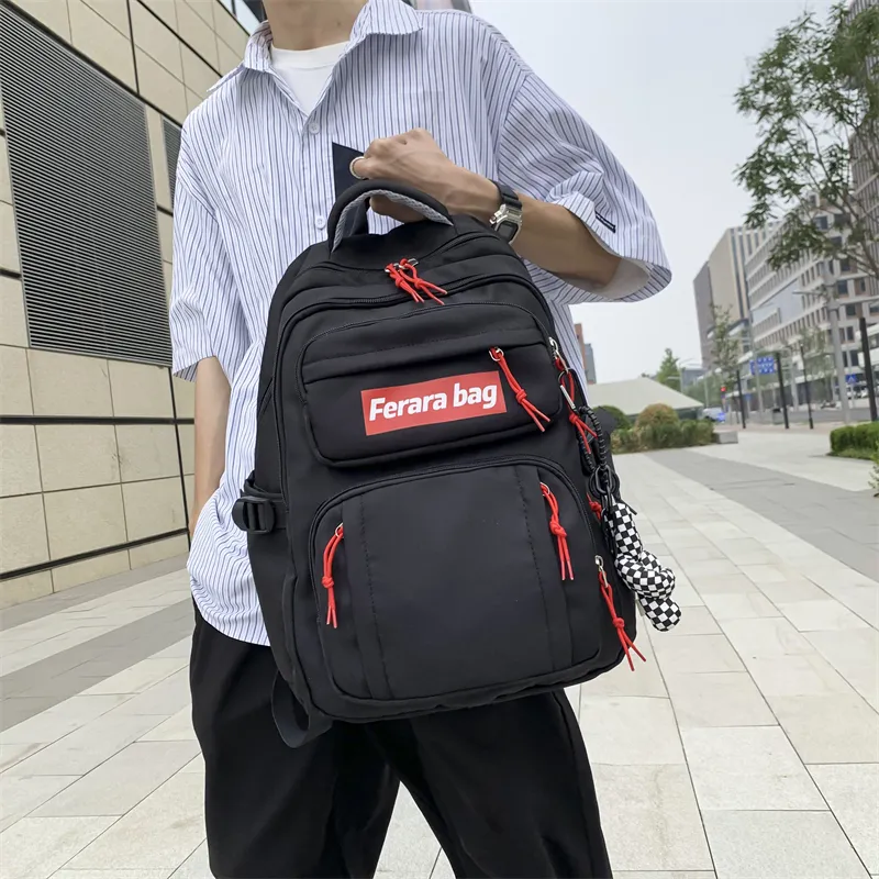 WICKBUEN Oxford Backpack Regular Unisex Orange Red/White/Black-17
